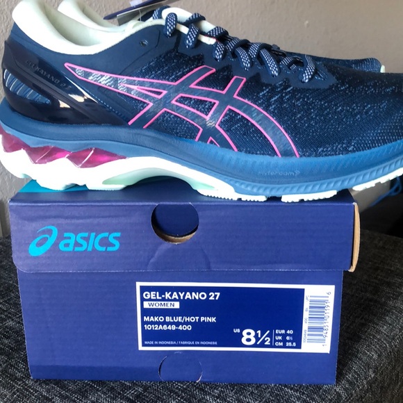asics gel kayano 27 mako blue hot pink